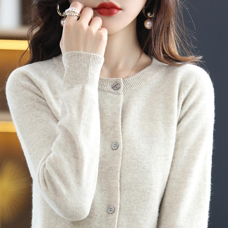 Cardigan damă din cașmir Qinghe cașmir 30% cașmir 70% lână toamnă și iarnă cardigan îngroșat din cașmir moale și cald