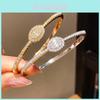 Fashion Jewelry Oval Zircon Copper Bracelet With Gold Plating For Elegant Wear
