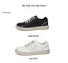 Spring 2024 Trendy Men's Breathable Leather Board Shoes - Comfortable, Hollow Design for Work and Casual Wear in White.