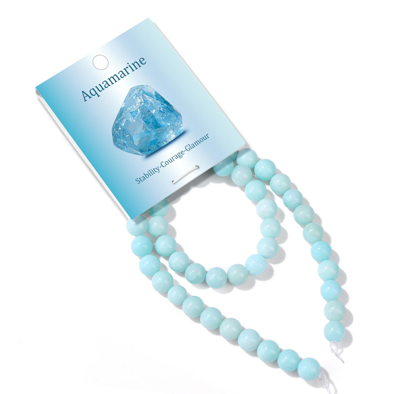8MM 50pcs Aquamarine Blue Color Natural Chalcedony Stone Beads Round Loose Spacer Beads for Jewelry Making Accessories 8MM 50pcs