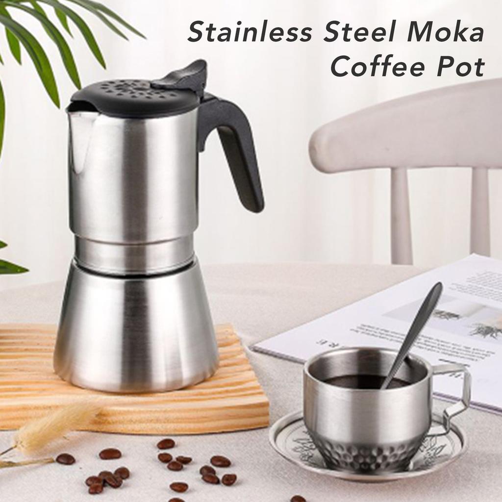 304 Stainless Steel Moka Pot Hand Brewed Coffee Pot High Pressure Cold Extraction Single Valve Coffee Equipment for Home Cafe