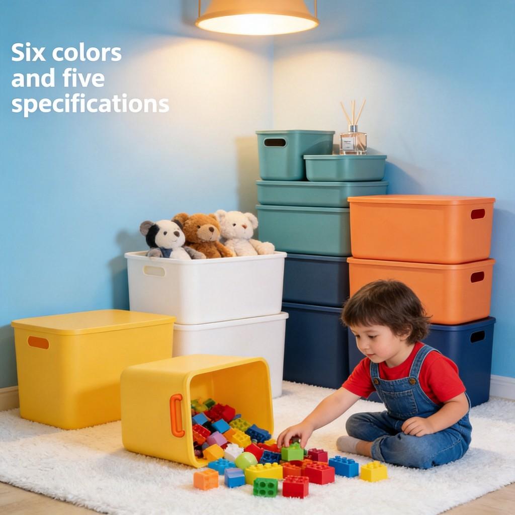 Modern Plastic Storage Bin With Lid For Home Office Organizing And Toy Collection