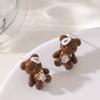 Super Fairy, Sweet Temperament, Diamond-set Dripping Oil, Cute Bear Stud Earrings, Personalized Design Earrings, High-end Commuter Earrings.