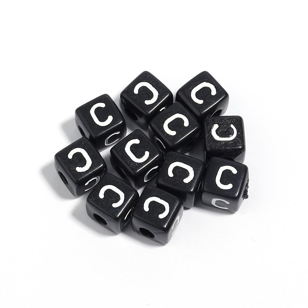 50-100 Stück Schwarze Acryl Buchstabenperlen A-Z Alphabetperlen Würfel Abstandshalterperlen Für DIY Armband Halskette Schmuckherstellung Zubehör