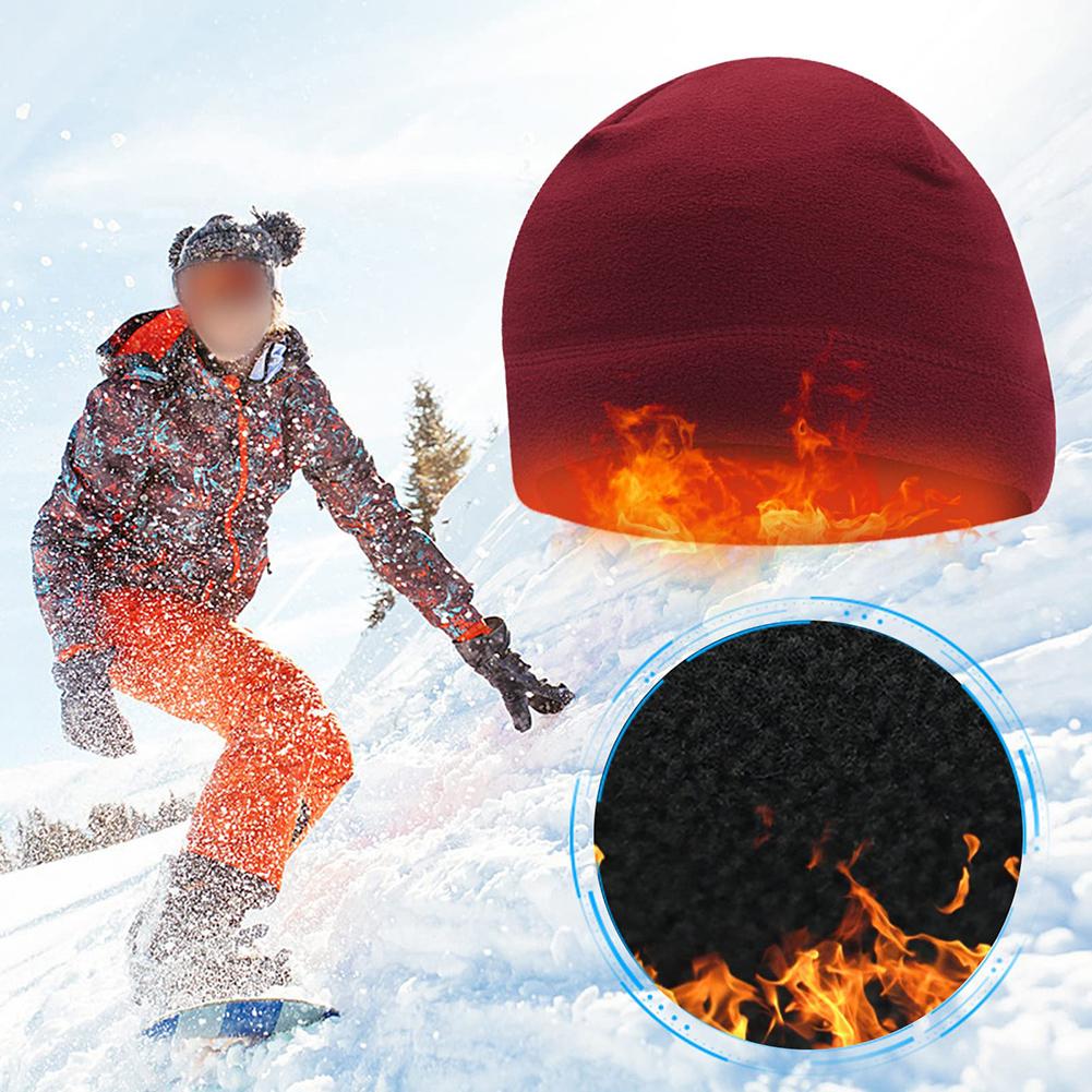 Snowboarding Compatible Sports Fleece Windproof Beanie Running Friendly