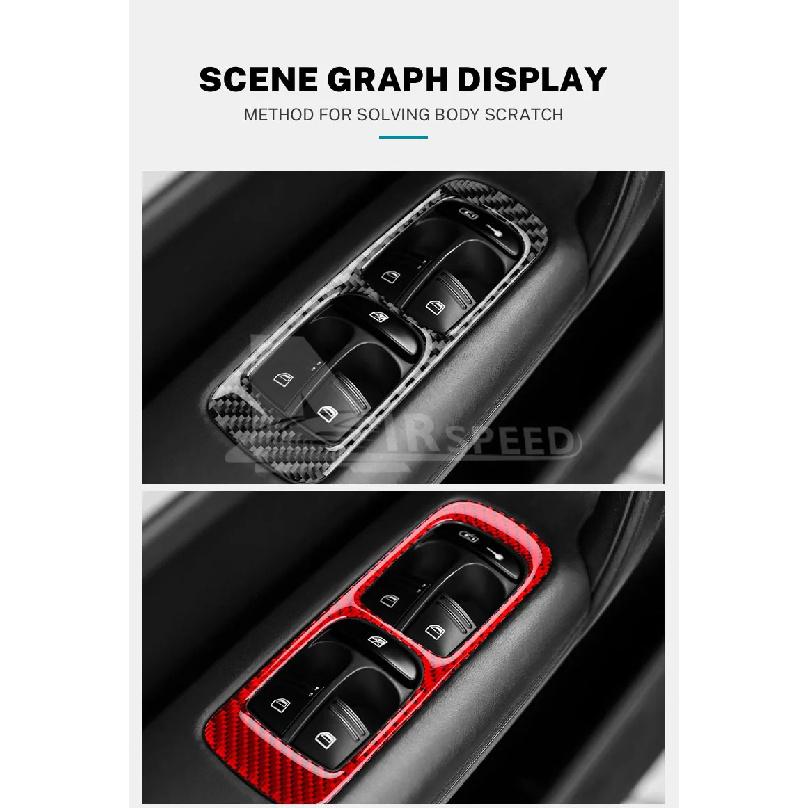 Real Soft Carbon Fiber Sticker For Porsche Cayenne 2003 2004 2005 2006 2007 2008 2009 2010 Window Lifting Button Frame Panel