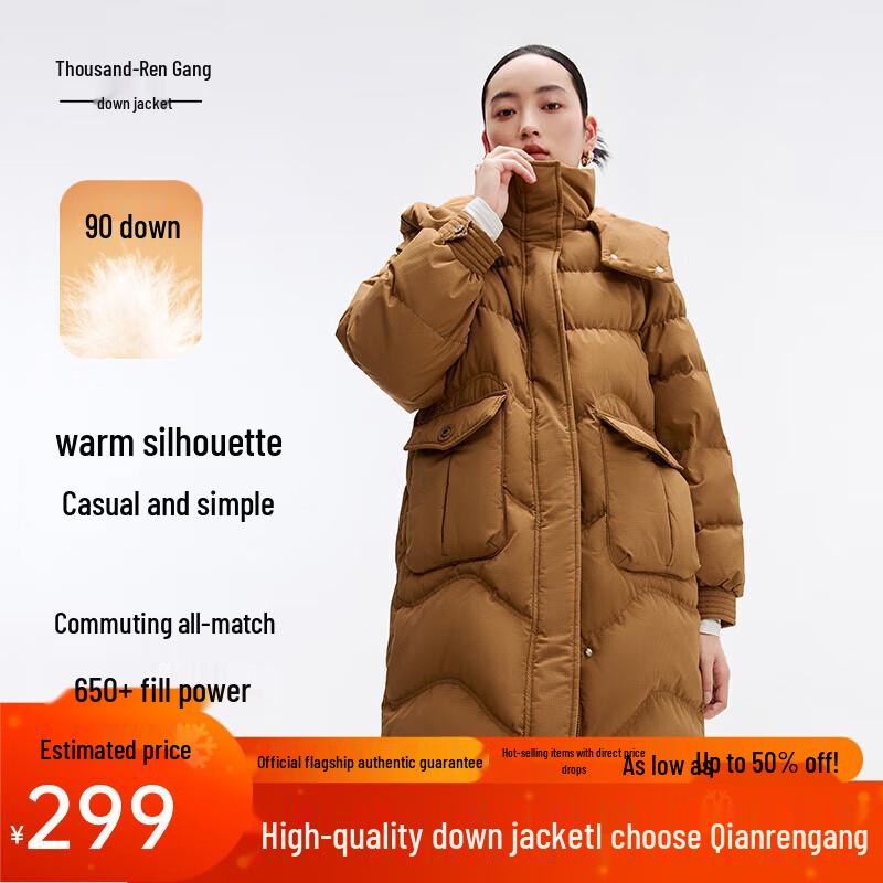 Qianrengang Women's Winter Detachable Hood Duck Down Parka Y308200Y