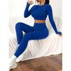 Two-piece Seamless Sports Training Suit,Long-sleeved High-waisted Round-neck Trousers Tight Leggings Women's Sportswear