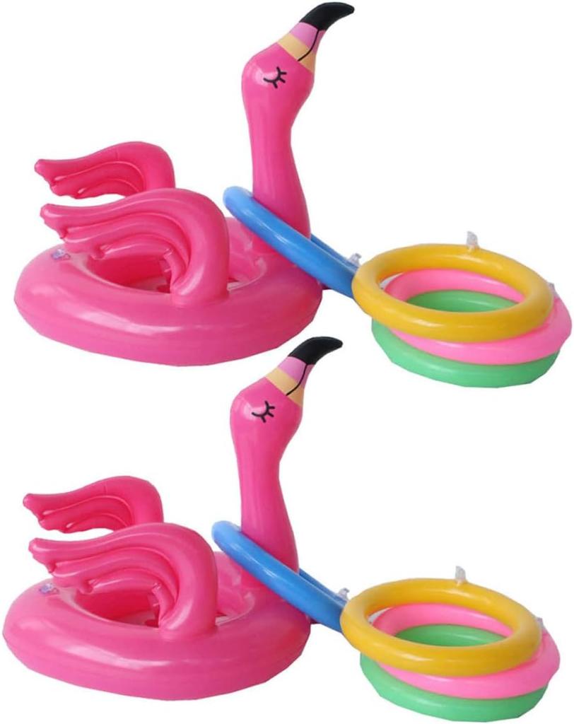 Pink Inflatable Flamingo Ring Throwing Game Toys Flamingo Ring Throwing Game Rings And Inflatable Rings With Random Color