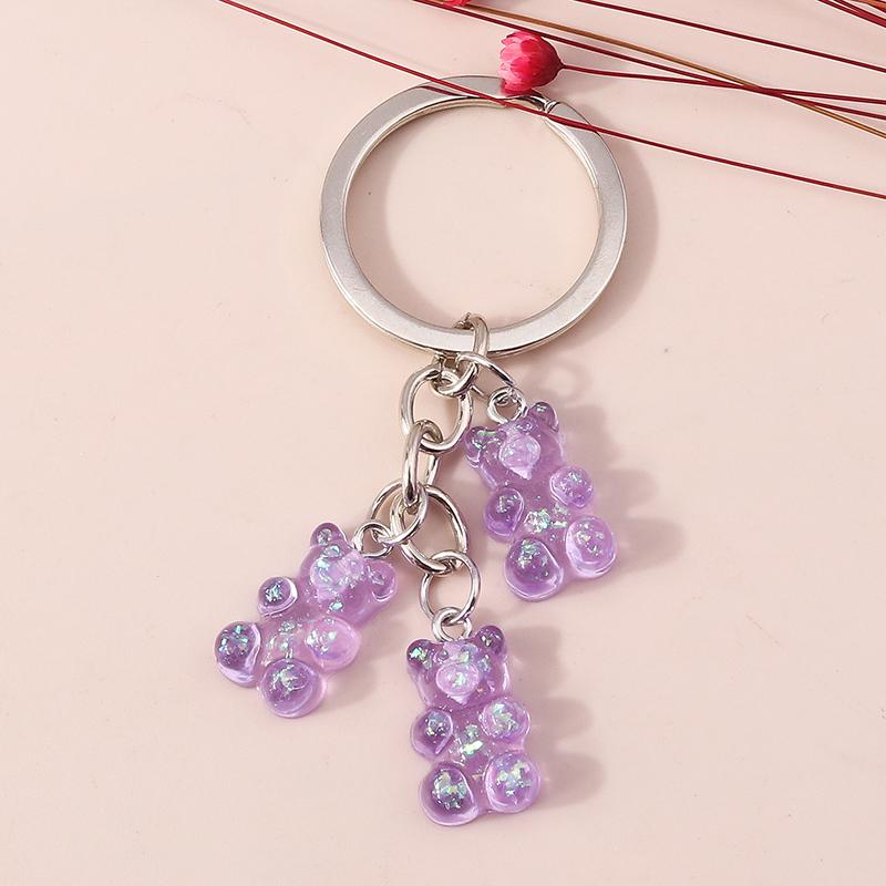 Colorful Resin 3D Bear Keychain Animal Key Rings Pendants for Women Girl Key Holder Handbag Pendants Charms DIY Jewelry Gifts