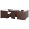 3 Piece Bistro Set with Cushions Brown Poly Rattan