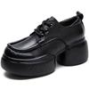 GKTINOO Retro Genuine Leather Thick Sole Pumps 2025 Spring New British Style Women's Round Toe Platform Shoes