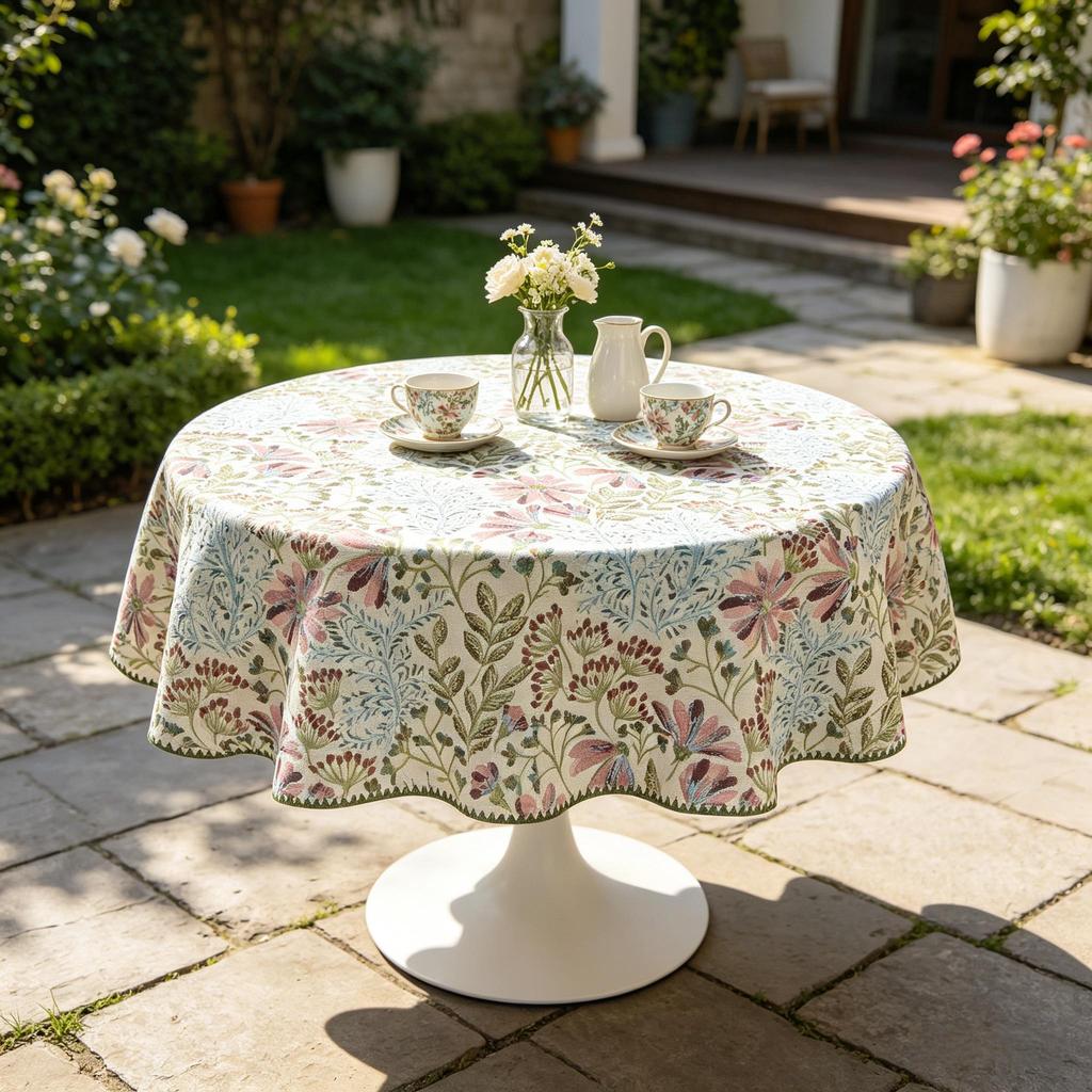 Daily Dining Kitchen and Casual Party Durable Reusable Fabric Small Round Table Cloth