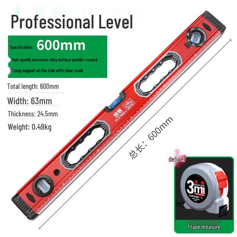Aluminum Alloy Magnetic Spirit Level and Tape Measure Tool