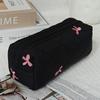 Black Portable Makeup Bag Large Capacity Pink Bow Quilting Cosmetic Pouch Handbag Ladies Travel Toiletry Storage Bag Women 2026