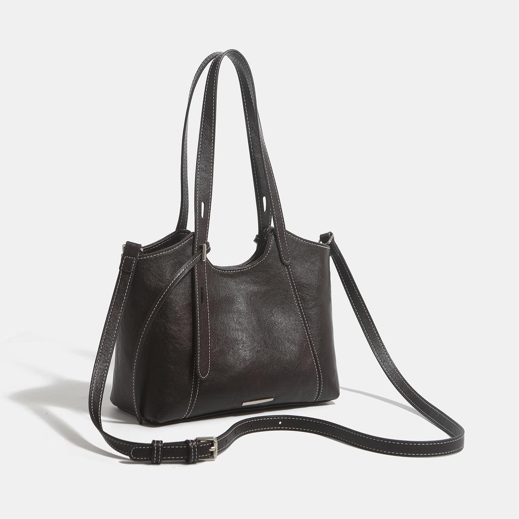 Versatile European and American Texture Tote Bag, Spring and Summer Retro Maillard Armpit Bag, Simple and Large Capacity Commuting Shoulder Bag