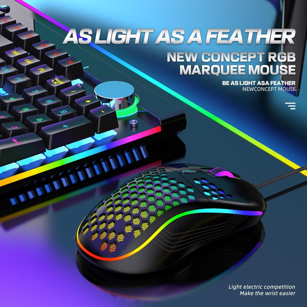 Ergonomic Wired/Wireless Gaming Mouse with RGB Lighting and Hollow Design