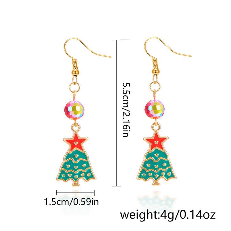 Asymmetrical Rhinestone Santa Claus & Christmas Tree Earrings
