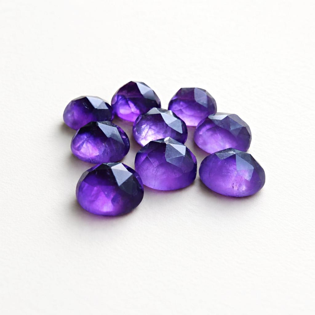 Rose Cut Amethyst Cabochon Gemstones – Round Faceted Purple Amethyst Loose Stones for Jewelry Making
