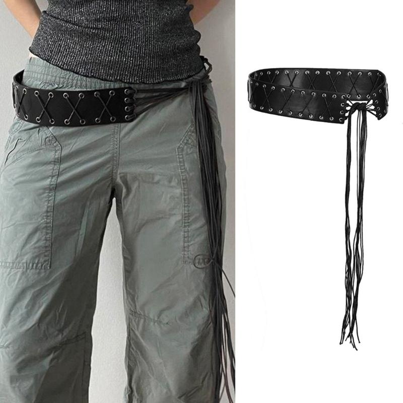 Adjust Laceup Cincher Belt Women Waist Belt Western Wide Belt PU Corset