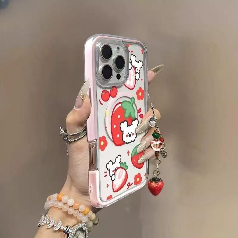 Cute strawberry puppy colorful magnetic suction for Apple 16/15iphone13XR/MAX Huawei mobile phone case