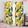 2pcs,2D Plane Printing Curtain Popular Lemon Leaves Pattern Polyester (without Rod) Versatile All for Living Room, Bedroom, Home