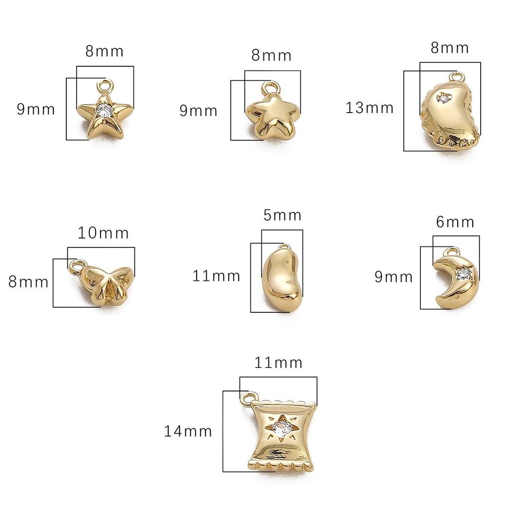 Copper Star Flower Butterfly Moon Pendant For DIY Jewelry Making Craft Accessories