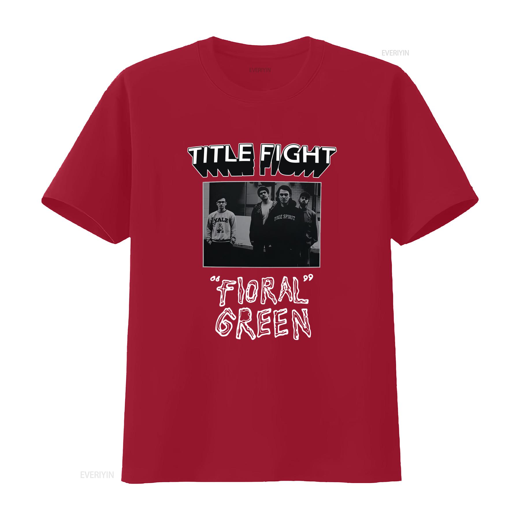 

Title Fight Floral Green Print Cotton T Shirt for Men vintage Washed Casual designer clothes graphic homme streetwear fashion S