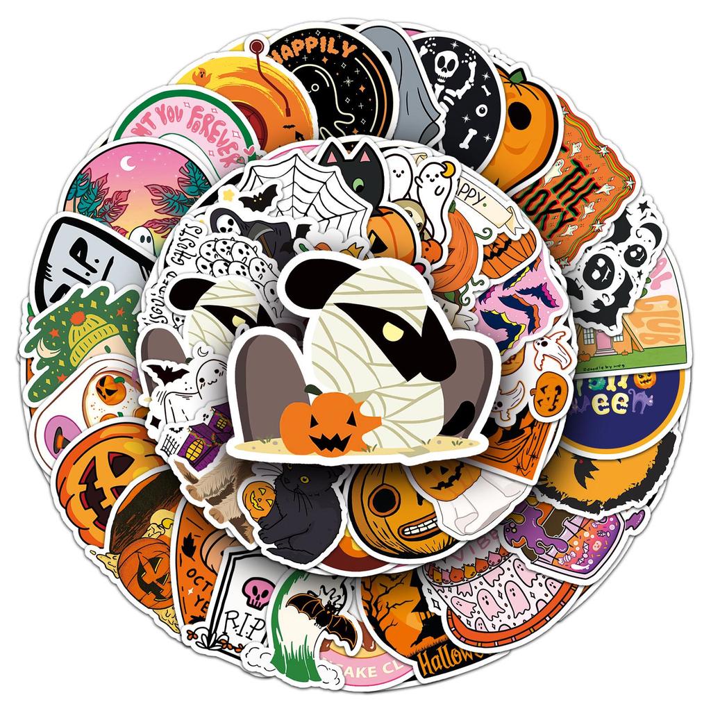 50 Halloween Graffiti Stickers: Personalized DIY Waterproof Cartoon Stickers for Kids - Perfect for Water Bottles & Suitcases