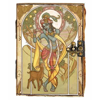 Rexine Cover Shree Krishna Tištěný deník Vintage Old Pages Journal Diary pro osobní a kancelářské použití (7 x 5 palců, vícebarevné)
