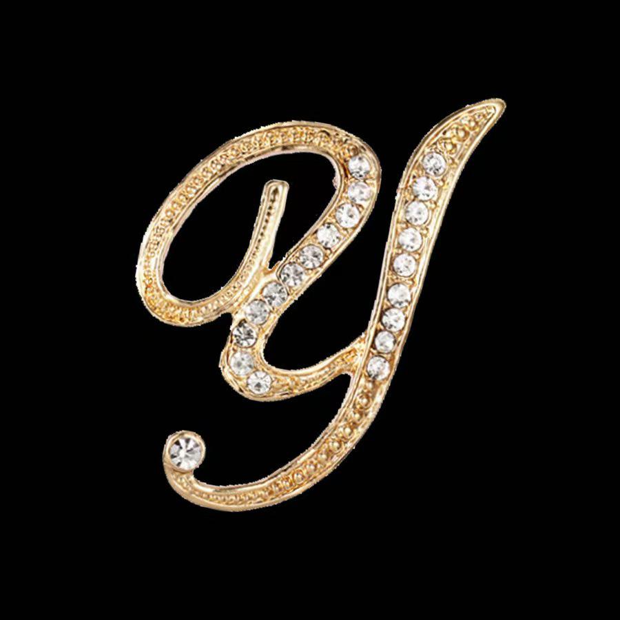 Minimalist Rhinestone Alphabet Brooch: Elegant Geometric Pin for Sweaters or Coats