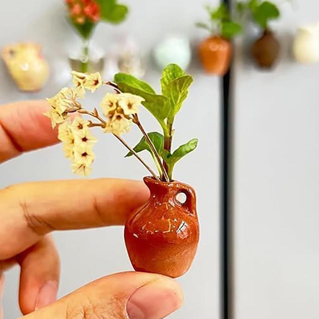Creative Magnetic Mini Ceramic Vase 3D Ceramic Vase Fridge Magnets DIY Refrigerator Kitchen Decorations