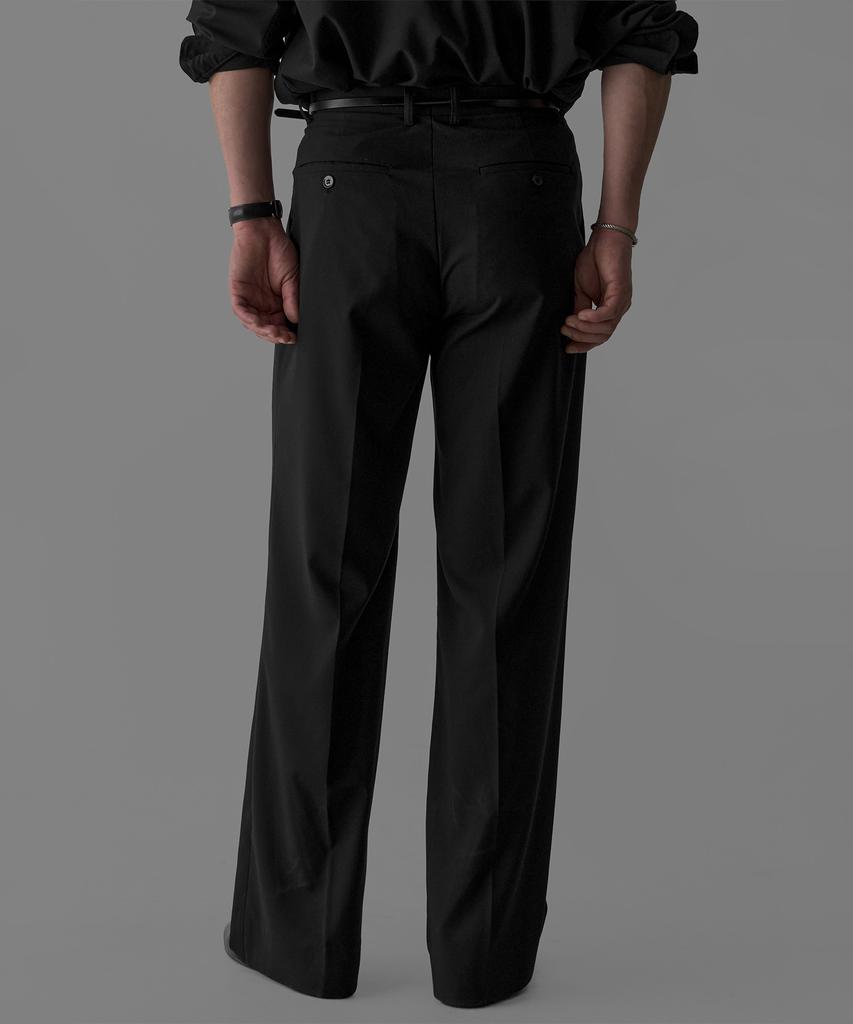 Baulopeulodeogteu Compact One-Pleat Tr Slacks [Black]
