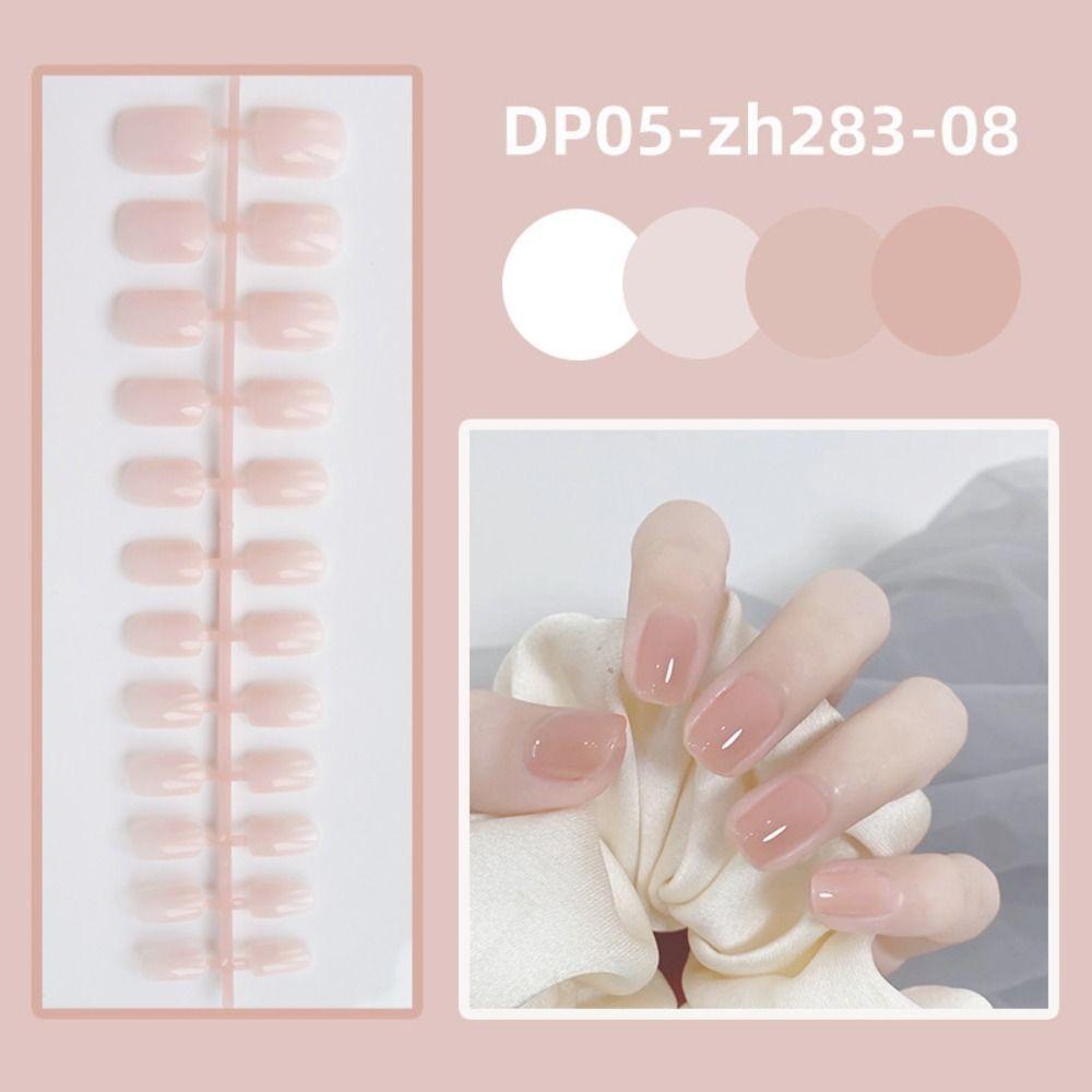 24pcs Detachable Short Square Head False Nails Solid Color Nail Tips New Press False Nails  Women