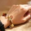 Agarwood & White Crystal Imitation Jade Bracelet with Exquisite Carving Design