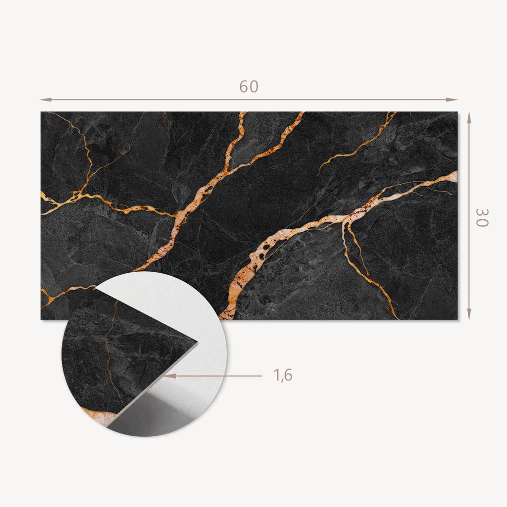 Aesthetic Vinyl Wall Tiles With Print Elegant Marble With Veins 6X60X30 Cm