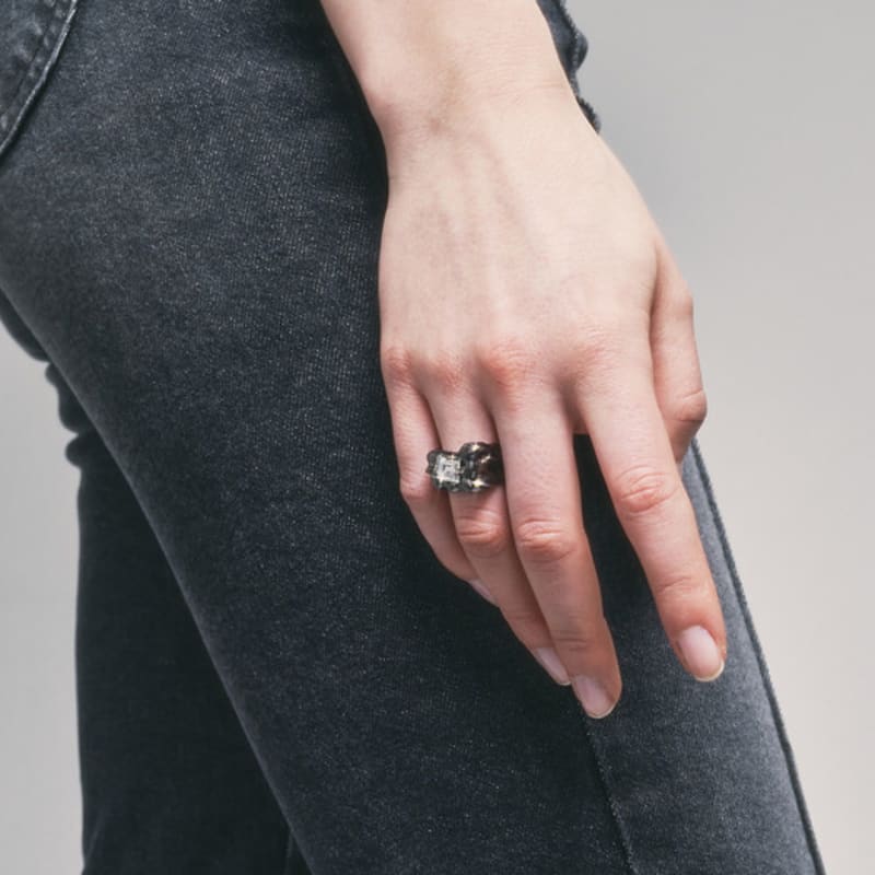 SENTIMENTS NO.322 [NEGRU] inel GEOMETRY SQUARE