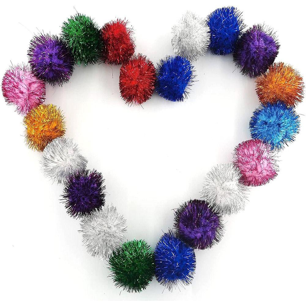 50pcs Indoor Glitter Balls Interactive Pom Pom Balls Pet Toys Cat Sparkle Balls Toy  Puppy