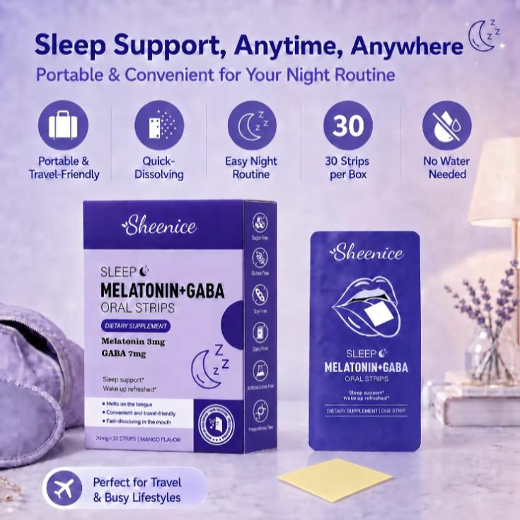 Sleep Quick Melt Strips| Dissolvable SleepSupport Supplement I Melatonin 3mg +GABA 7mg I Vegan, Sugar-Free, Mango Flavor30 Strips