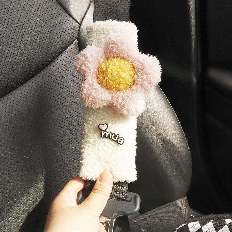 Cute Flower Car Headrest Pillow Neck And Waist Support Lumbar Support Auto Decoration Cushion Kawaii Car Accessories
