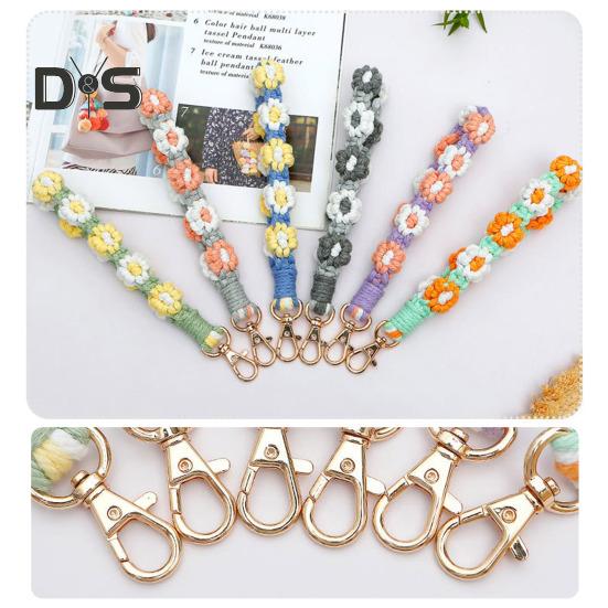 Boho Macrame Phone Wrist Strap Hand-Woven Cell Phone Lanyard Keychain Wristlet Charm Anti-Loss Phone Chain for Women Girls
