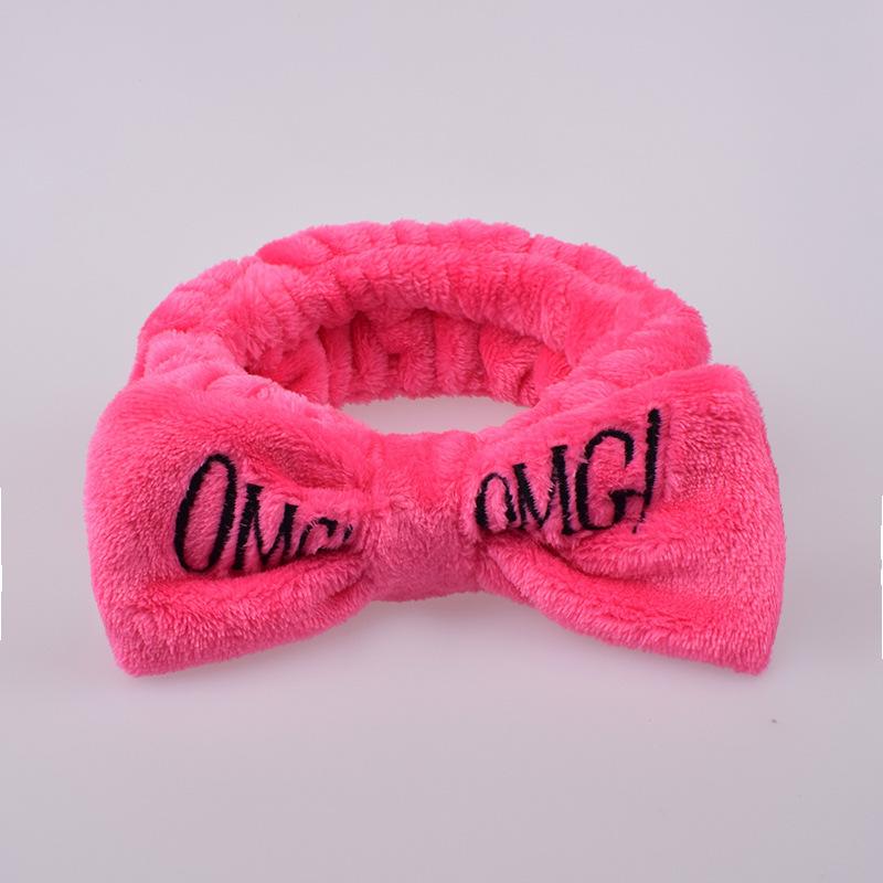 Custom Logo SPA Bowknot Hair Lace Sports Headband Adjustable Elastic OMG Hair Band for Women and Girls Yoga Shower Wash