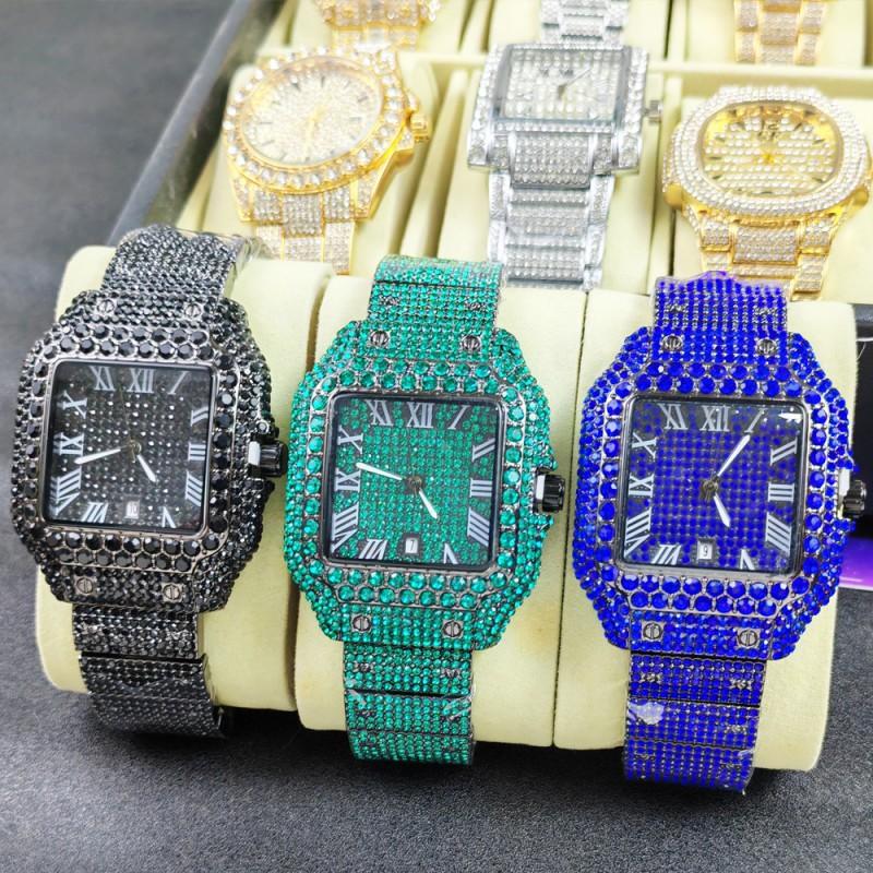 Hip Hop Full Quartz Wristwatch Men Couple Waterproof Calendar Business Style