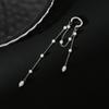 Long Tassel Chain Ear Clip Pearl Metal Chain Ear Cuff Minimalist Design Clip Earrings  For Women
