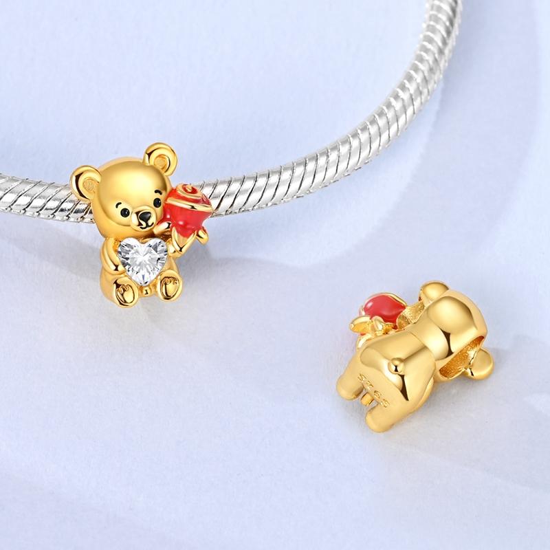 New Charms Pendant 925 Silver Sweet Bear Sun Moon Eyes Charms Beads Fit Bracelet Bangle Necklace For Women Jewelry Gift