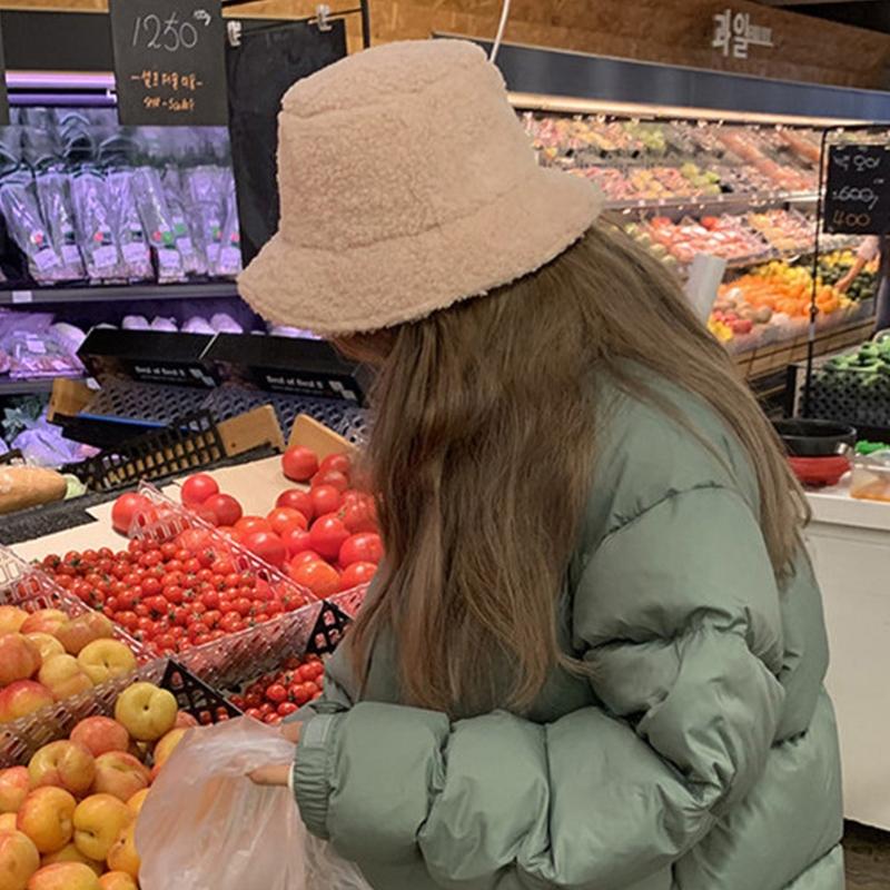 Lamb Wool Plush Hats Solid Color Wide Brims Caps All-match Fall Winter Plush Hat Plush Hat Bucket Hats for Women & Men