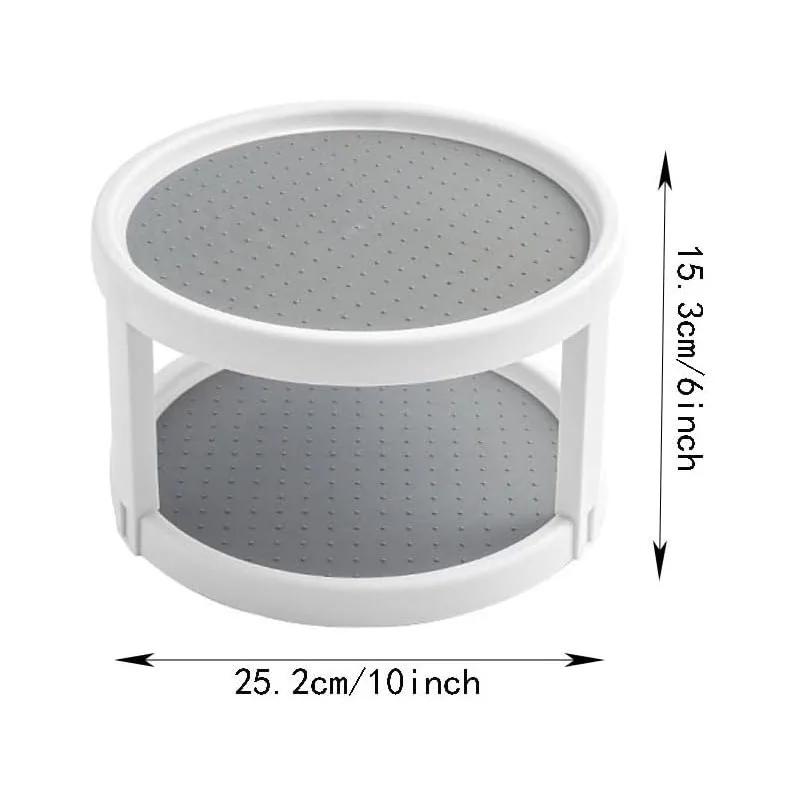 2 Tier Non Skid Spice Rack Turntable, Spinning Organizer, Non Skid Lazy Susan Turntable, 360° Rotating Seasoning Organizer