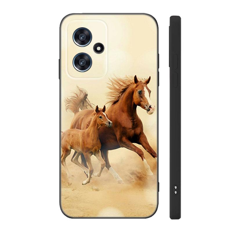 Horse Animal Black Silicone Phone Case For Xiaomi POCO X3 X4 NFC F3 F4 GT F5 M3 M4 M6 X5 X6 Pro 5G C55 C65 M5