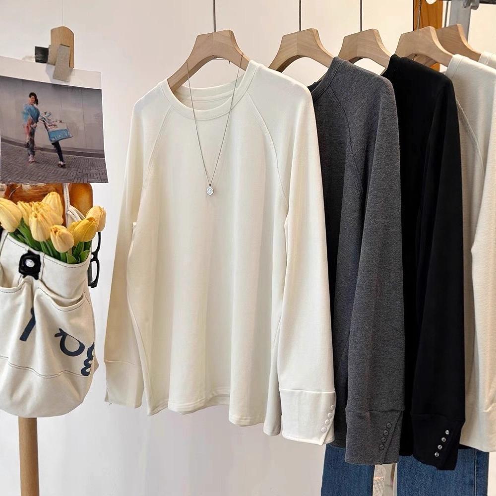 

Бесшовный базовый слой с длинными рукавами и пуговицами для женской осенне-зимней футболки 4XL абрикосовый