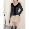 Korean Lace Lace Splicing Collar Knitted Winter Foreign Look Thin Sweet Versatile Bottoming Shirt Knitted Sweater Top